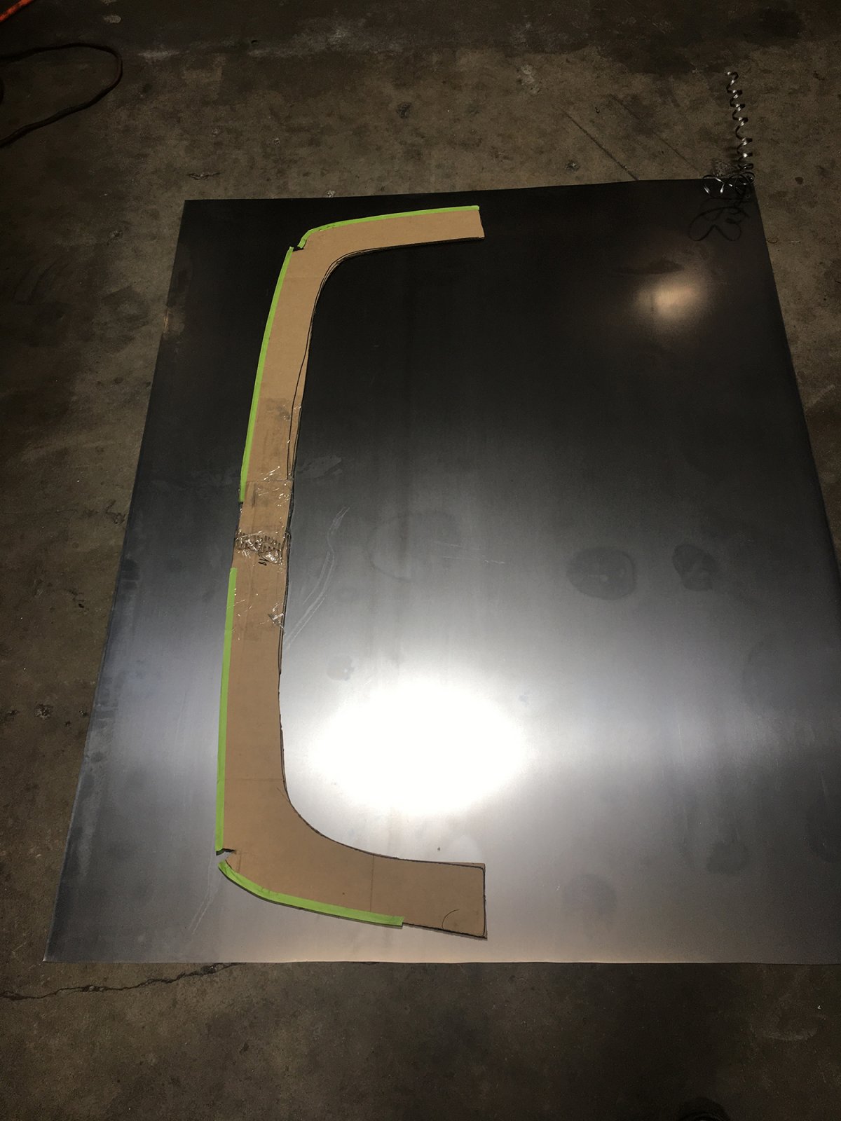 He then traced it to a sheet of steel, then cut the shape. Just like in 2nd grade art class, but don’t tell that to Tyler.