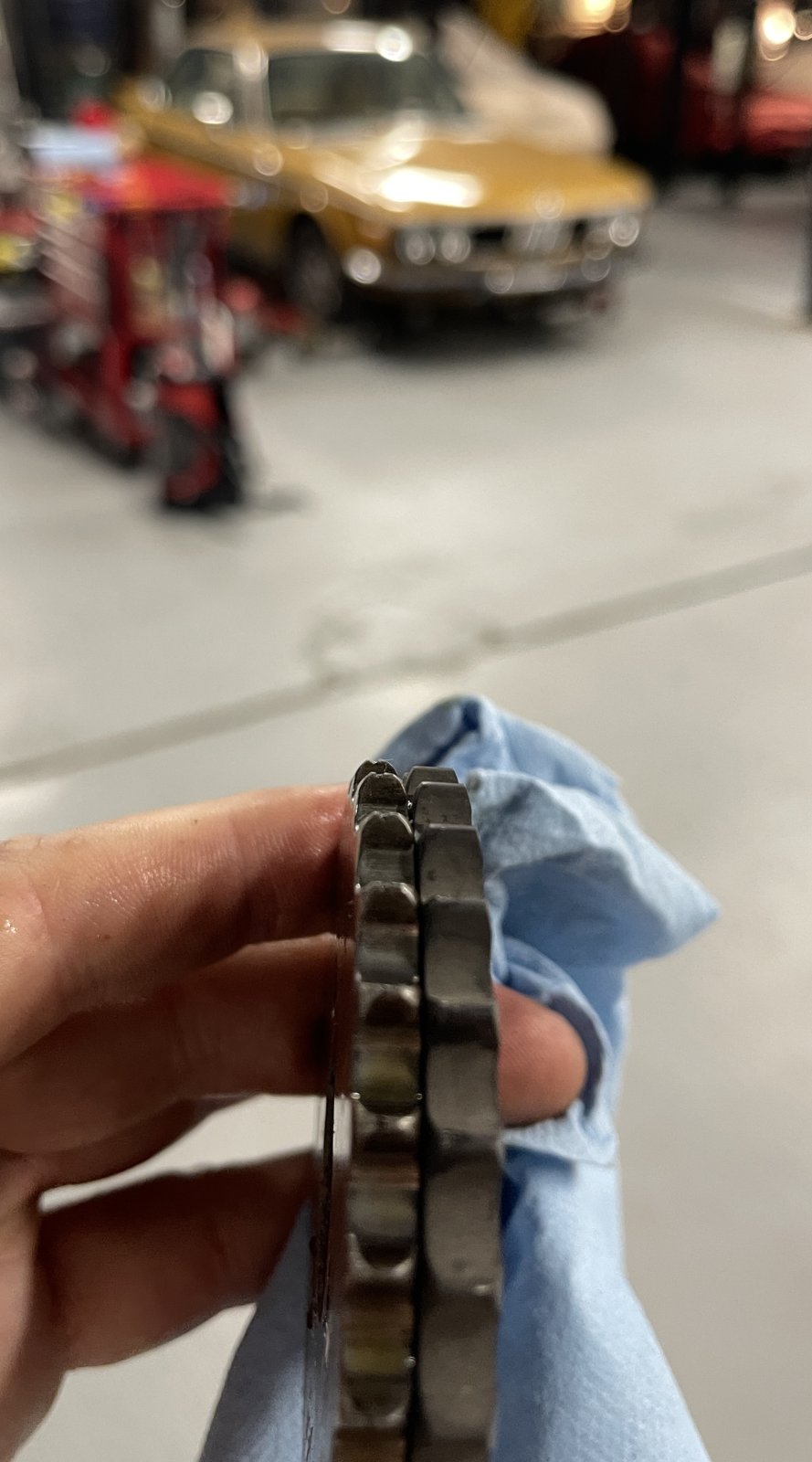 How does my oil pump chain slack look? BMW E9 Coupe Discussion Forum