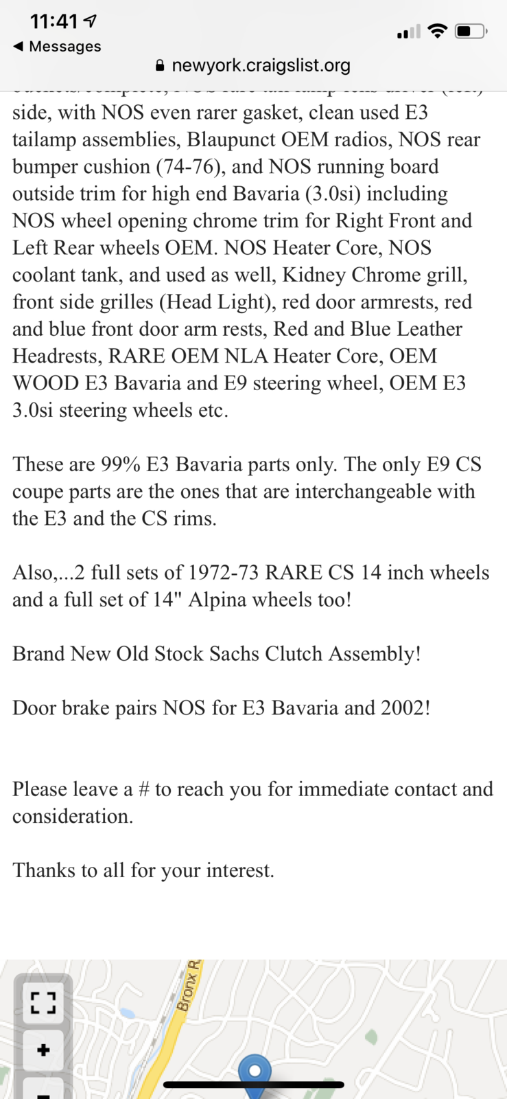 NY Craigslist NOS E3 Parts NMNA | BMW E9 Coupe Discussion Forum