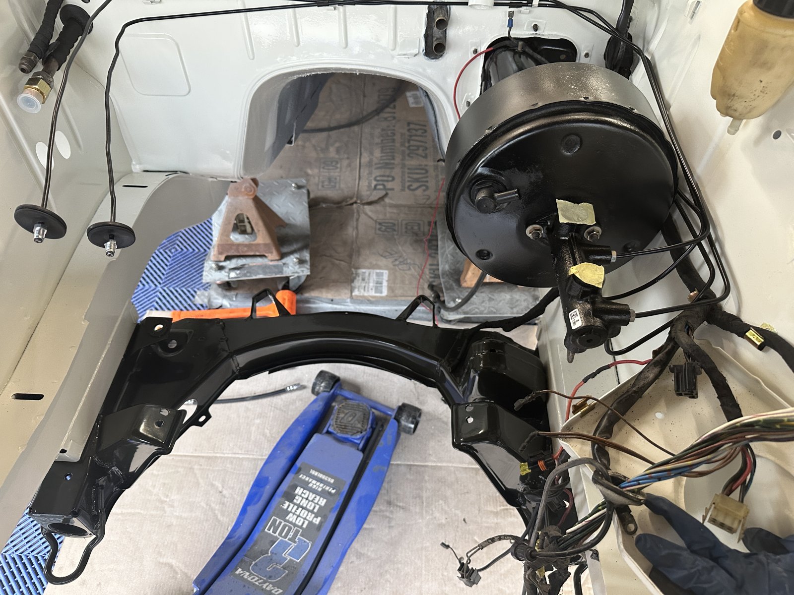 Engine bay with sub-frame installed.JPG